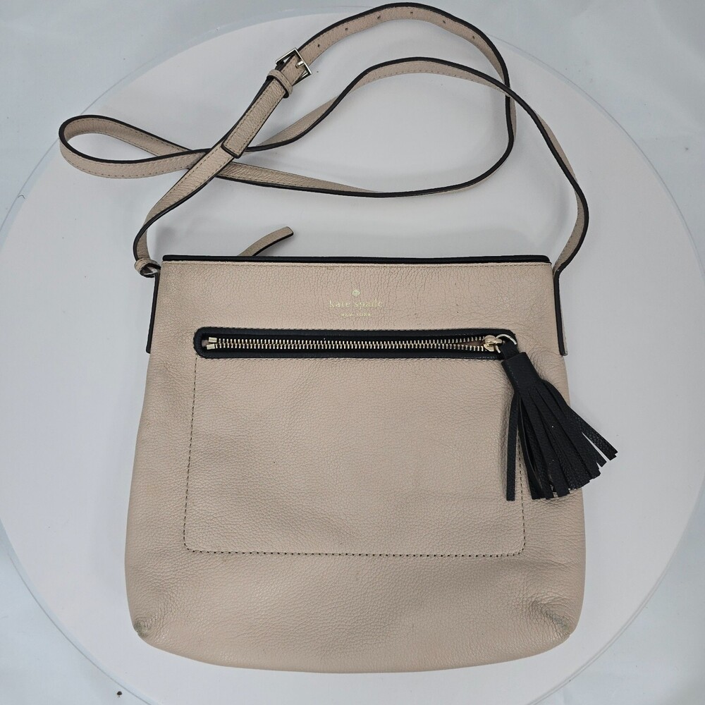 Worn Kate Spade NY Chester Street Dessi Warm Beige /black Tassel Crossbody Bag